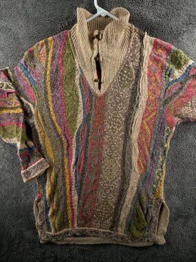 COOGI Classic Authentic Women Sweater Knit Linen Cotton Medium Colorful Multi